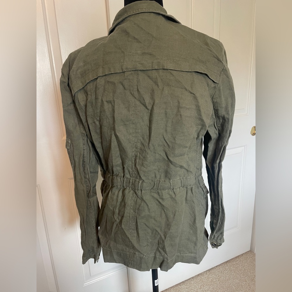 INC Army Green Linen Utility Jacket - Medium - Picture 4 of 6